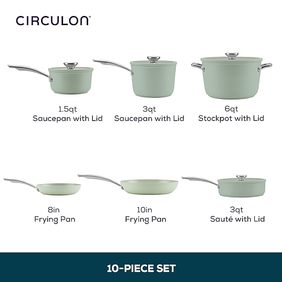 Circulon Halo with LaserDefense Ceramic Nonstick 10-pc. Cookware Set