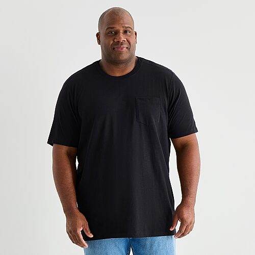 Mutual Weave Mens Easy-on + Easy-off Crew Neck Short Sleeve Adaptive Big And Tall T-shirt In Black