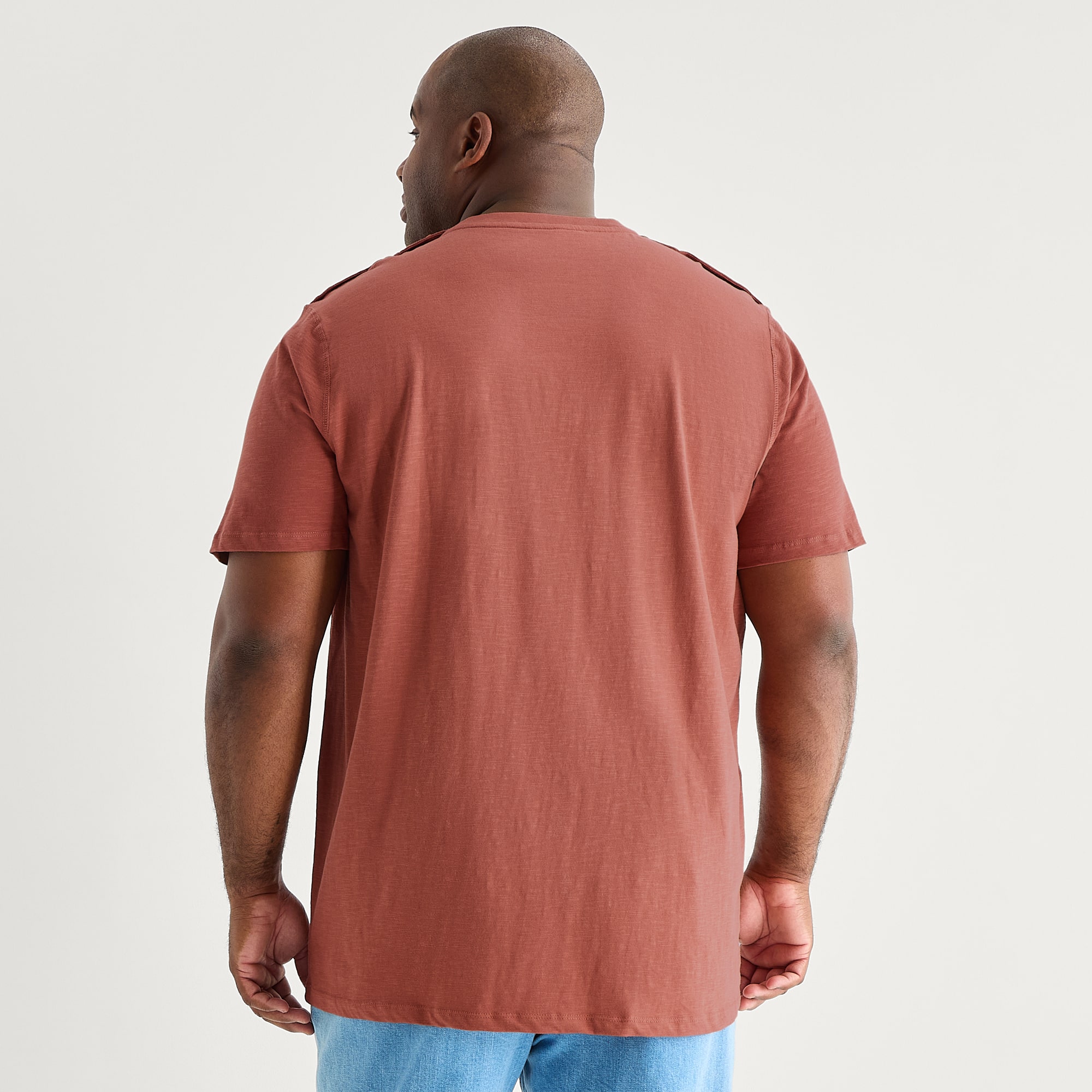 mutual weave Mens Easy-on + Easy-off Crew Neck Short Sleeve Adaptive Big and Tall T-Shirt