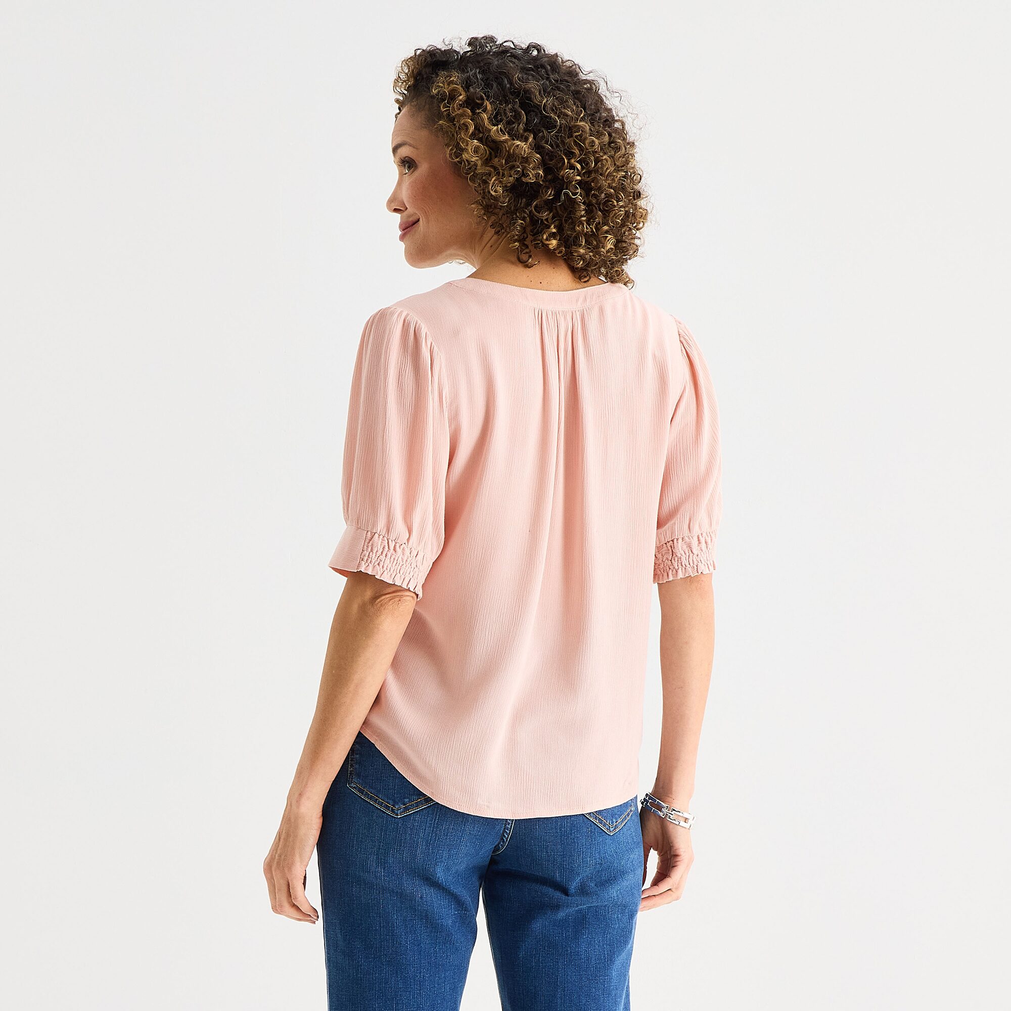 Liz Claiborne Womens Crew Neck Short Sleeve Blouse