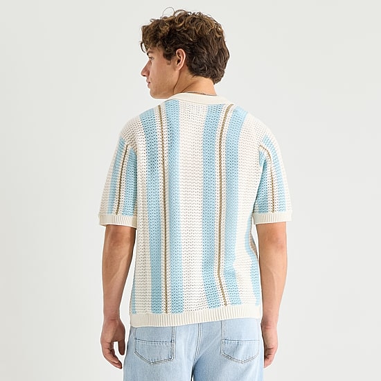 Arizona Mens Short Sleeve Button Polo Sweater