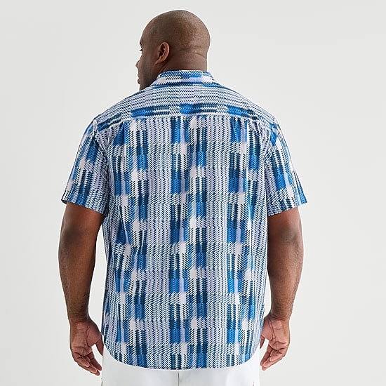Shaquille O'Neal XLG™ Performance Mens Short Sleeve Regular Fit Big and Tall Button-Down Shirt