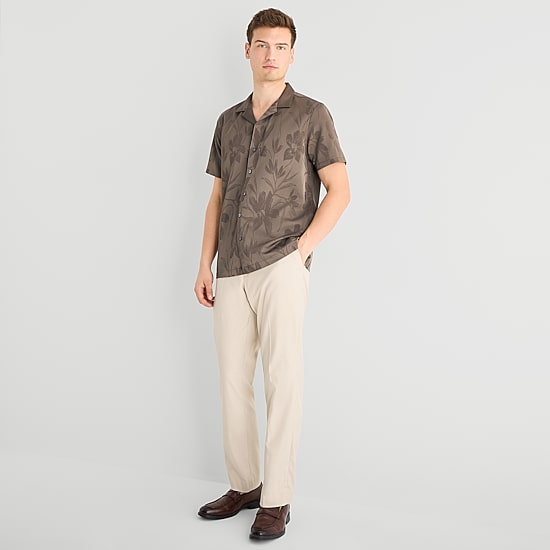 J. Ferrar Floral Jacquard Mens Short Sleeve Camp Shirt
