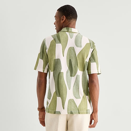 J. Ferrar Abstract Print Mens Short Sleeve Camp Shirt