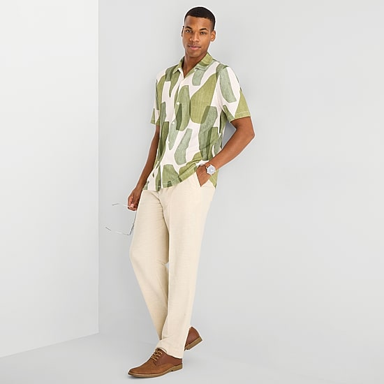 J. Ferrar Abstract Print Mens Short Sleeve Camp Shirt