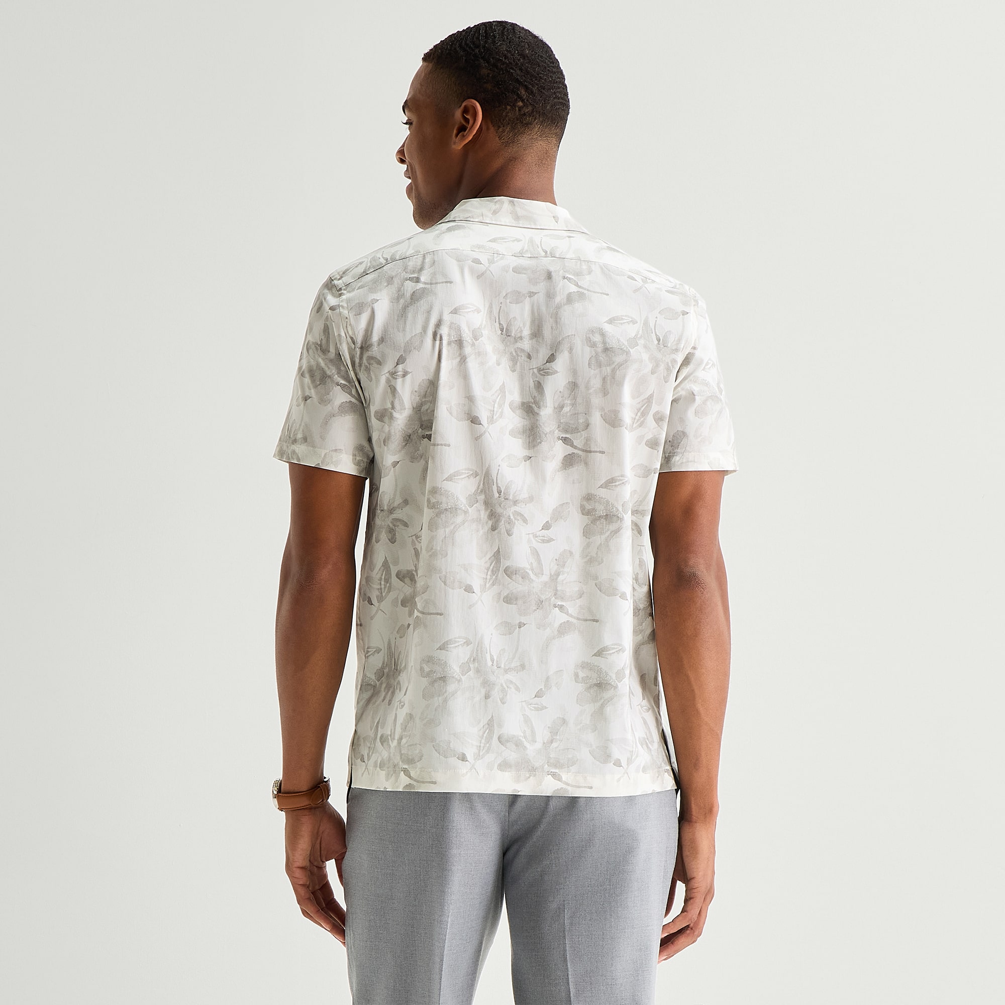 J. Ferrar Floral Mens Short Sleeve Camp Shirt