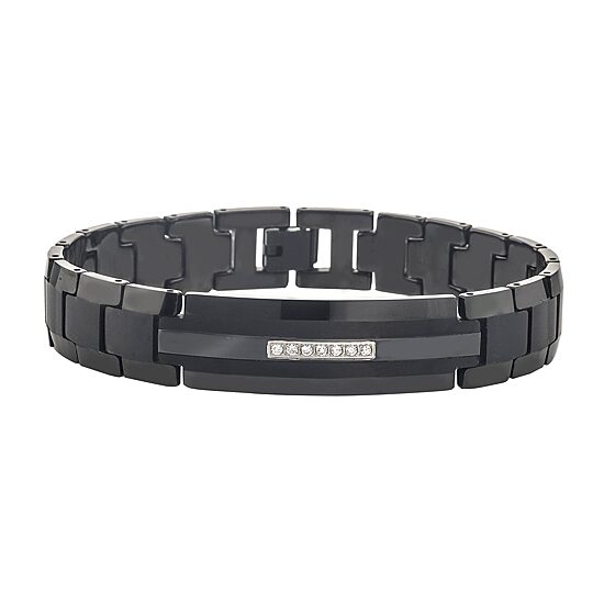 Mens 1/7 CT. T.W. Diamond Tungsten and Stainless Steel Bracelet