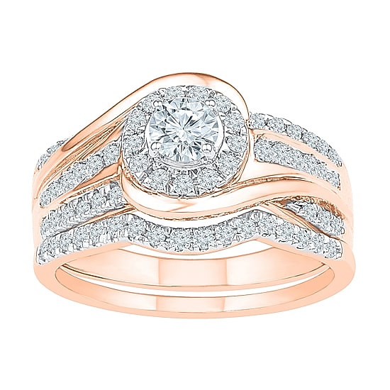 Womens 3/4 CT. T.W. Natural White Diamond 10K Gold Round Bridal Set