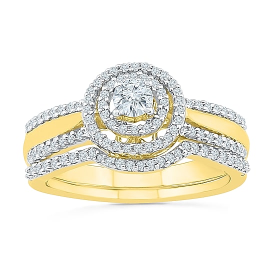 Womens 1/2 CT.T.W. Natural Diamond 10K Gold Bridal Set