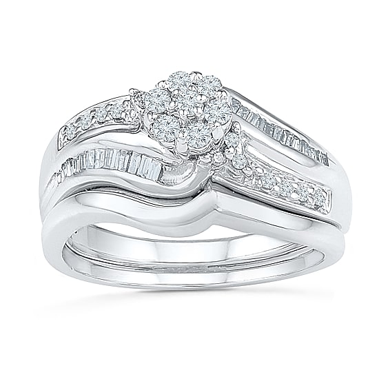 Womens 1/3 CT.T.W. Natural Diamond 10K White Gold Bridal Set