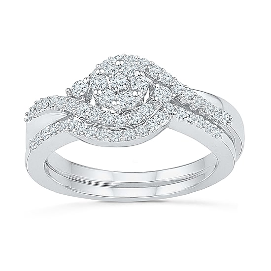 Womens 1/2 CT.T.W. Natural Diamond 10K White Gold Bridal Set