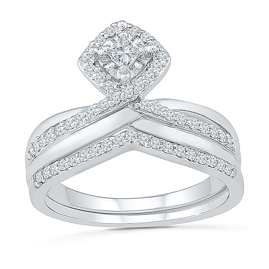 Womens 3/8 CT.T.W. Natural Diamond 10K White Gold Bridal Set
