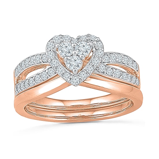 Womens 5/8 CT.T.W. Natural Diamond 10K Rose Gold Bridal Set
