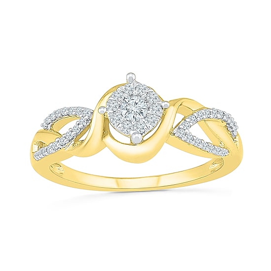 Promise My Love Womens 1/4 CT. T.W. Natural White Diamond Sterling Silver Round Side Stone Promise Ring