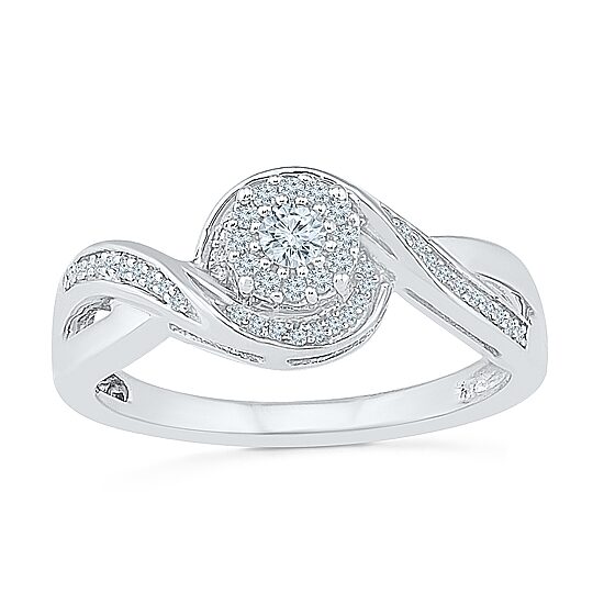Promise My Love Womens 1/5 CT. Natural White Diamond Sterling Silver Round Promise Ring