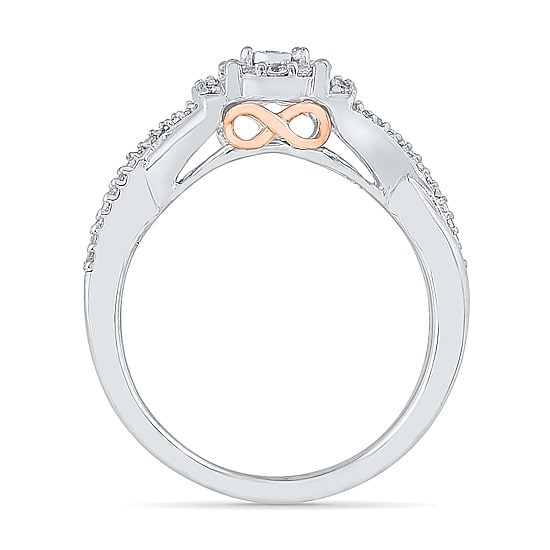 Womens 1/4 CT. T.W. Natural White Diamond Sterling Silver Round Side Stone Promise Ring