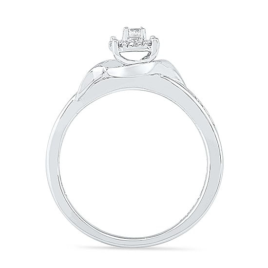 Promise My Love Womens 1/4 CT. T.W. Natural White Diamond Sterling Silver Round Side Stone Halo Promise Ring