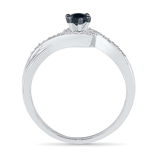 Womens 1/5 CT. Natural Black Diamond Sterling Silver Round Promise Ring