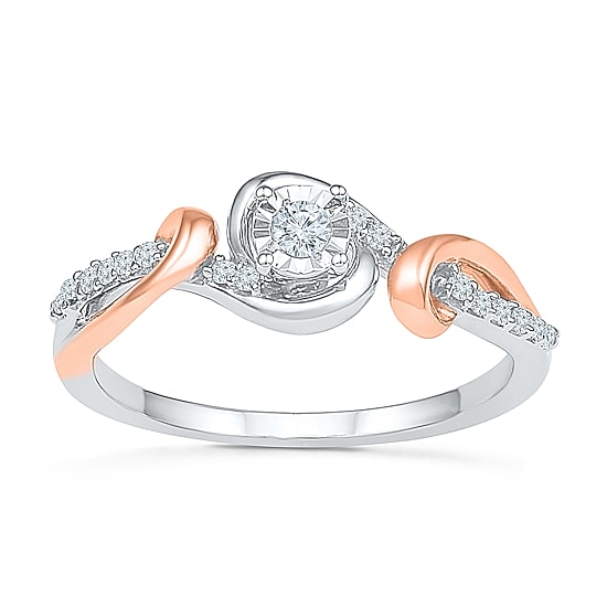 Promise My Love Womens 1/8 CT. T.W. Natural White Diamond Sterling Silver Round Promise Ring