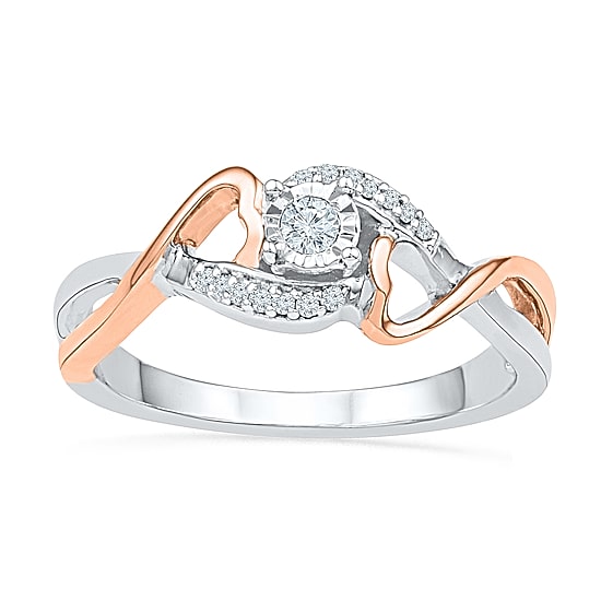 Promise My Love Womens 1/8 CT. T.W. Natural White Diamond Sterling Silver Round Halo Promise Ring