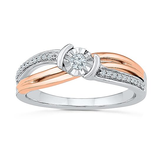 Promise My Love Womens 1/8 CT. T.W. Natural White Diamond Sterling Silver Round Side Stone Promise Ring