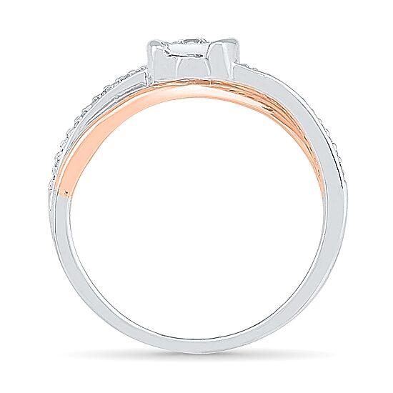 Promise My Love Womens 1/8 CT. T.W. Natural White Diamond Sterling Silver Round Side Stone Promise Ring