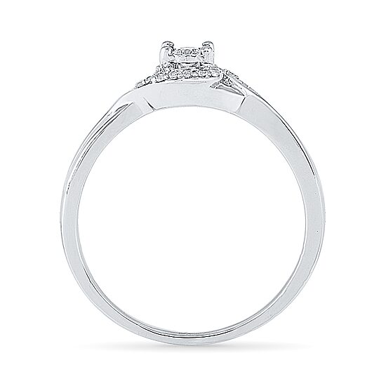 Womens 1/10 CT. T.W. Natural White Diamond Sterling Silver Round Bypass  Promise Ring