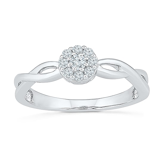 Promise My Love Womens 1/6 CT. T.W. Natural White Diamond Sterling Silver Round Promise Ring