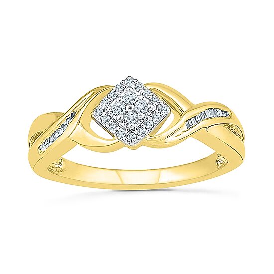 Promise My Love Womens 1/5 CT. Natural White Diamond Sterling Silver Side Stone Halo Promise Ring