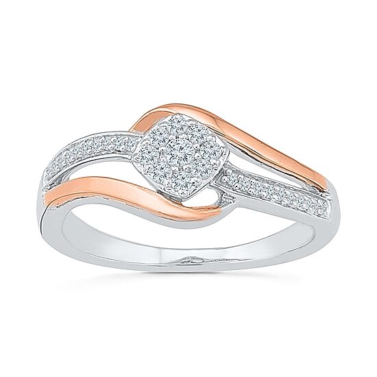Womens 1/5 CT. Natural White Diamond Sterling Silver Cushion Promise Ring