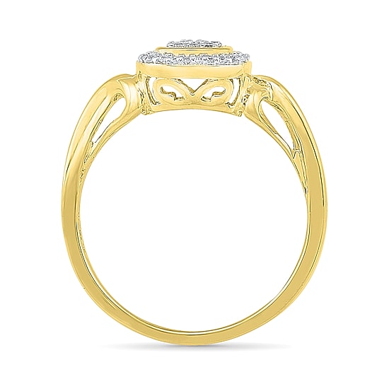 Promise My Love Womens 1/6 CT. T.W. Natural White Diamond Sterling Silver Cushion Halo Promise Ring