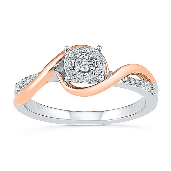 Promise My Love Womens 1/8 CT. T.W. Natural White Diamond Sterling Silver Round Halo Promise Ring