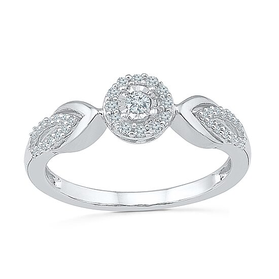 Promise My Love Womens 1/5 CT. Natural White Diamond Sterling Silver Round Promise Ring