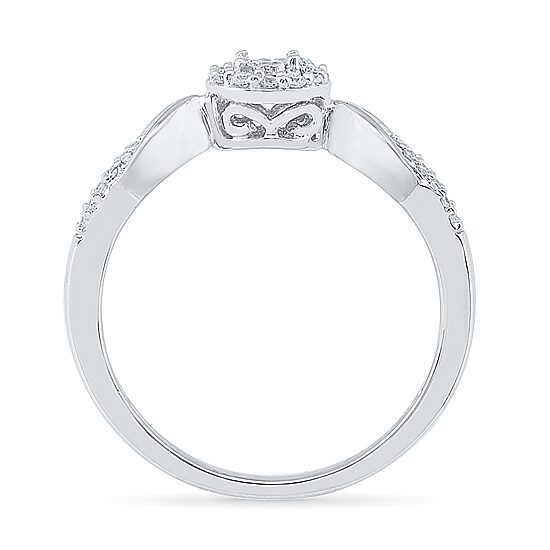 Promise My Love Womens 1/5 CT. Natural White Diamond Sterling Silver Round Promise Ring