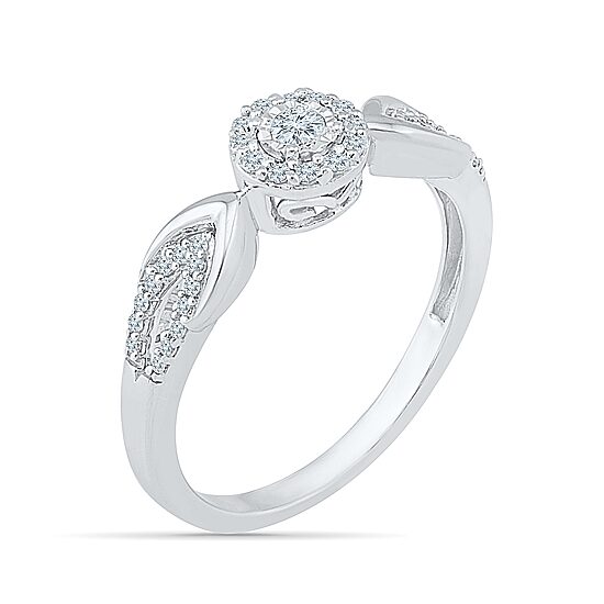 Promise My Love Womens 1/5 CT. Natural White Diamond Sterling Silver Round Promise Ring