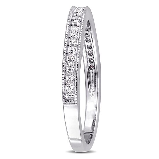 Womens 1/8 CT. T.W. Natural White Diamond Sterling Silver Wedding Band