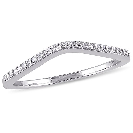 Womens 1/10 CT. T.W. Natural White Diamond 10K Gold Wedding Band