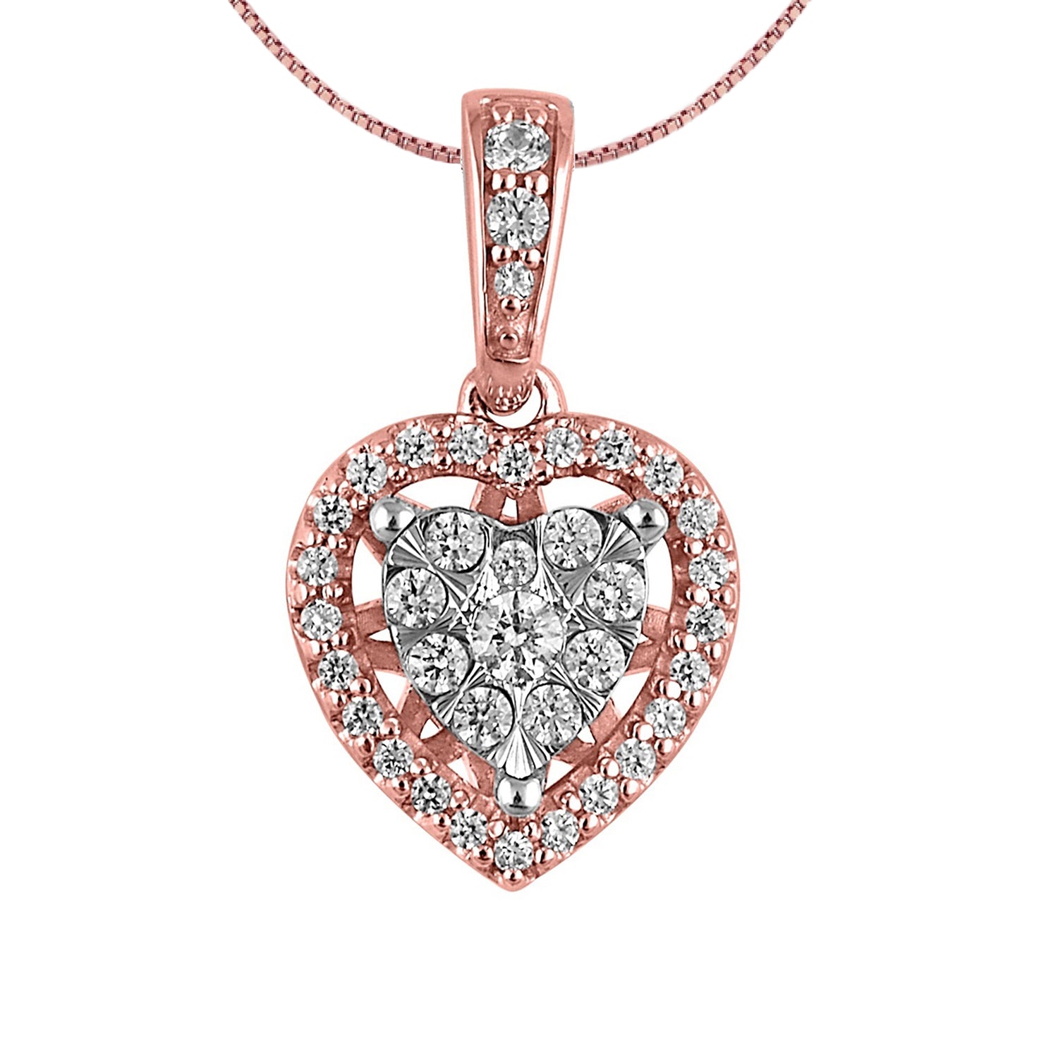 Diamond Blossom Womens 1/4 CT. T.W. Natural White Diamond 10K Gold Heart 18 Inch Pendant Necklace