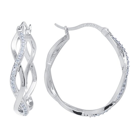 Sparkle Allure Womens Crystal 30mm Hoop Earrings