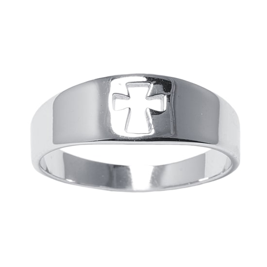 Silver Treasures Womens 2.5MM Sterling Silver Cross Band