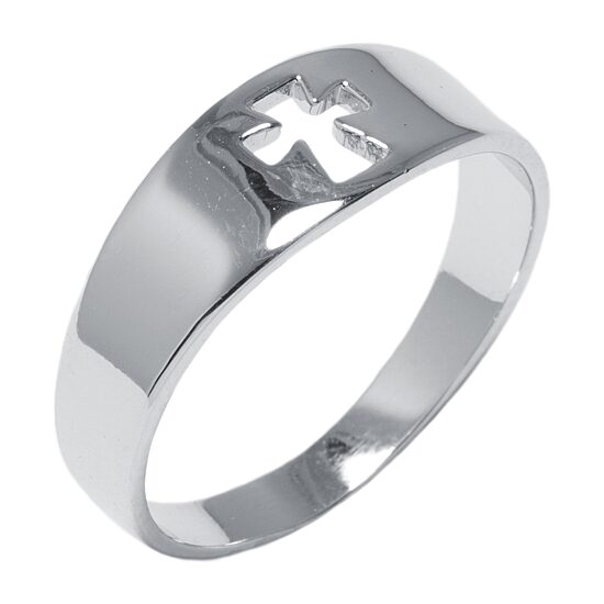 Silver Treasures Womens 2.5MM Sterling Silver Cross Band