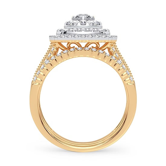 1 CT. T.W. Natural Diamond Cushion Side Stone Halo Engagement Ring in 10K or 14K Gold