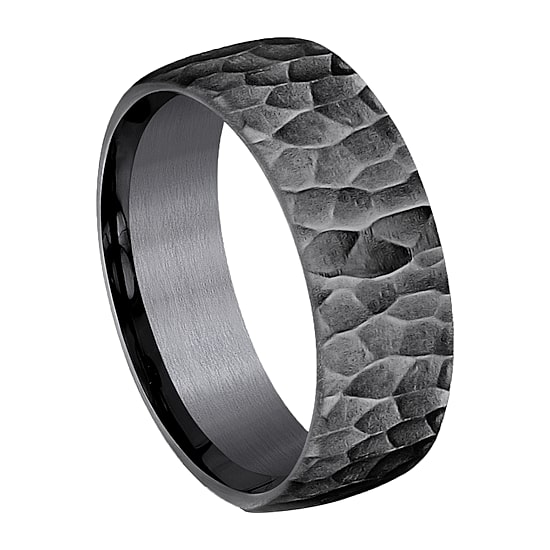 Hammered Mens 8MM Tantalum Wedding Band