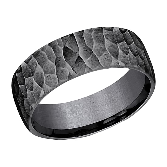 Hammered Mens 8MM Tantalum Wedding Band