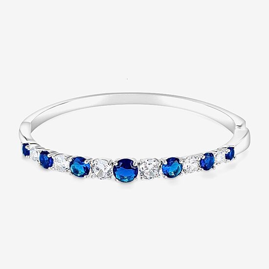 Sparkle Allure Graduating Womens Cubic Zirconia Pure Silver Over Brass Bangle Bracelet
