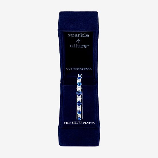 Sparkle Allure Graduating Womens Cubic Zirconia Pure Silver Over Brass Bangle Bracelet