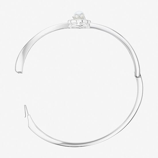 Sparkle Allure Womens Cubic Zirconia Pure Silver Over Brass Oval Bangle Bracelet