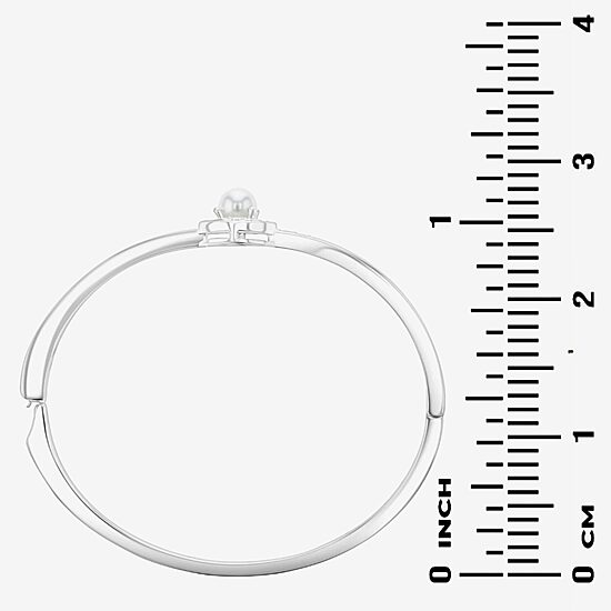 Sparkle Allure Womens Cubic Zirconia Pure Silver Over Brass Oval Bangle Bracelet