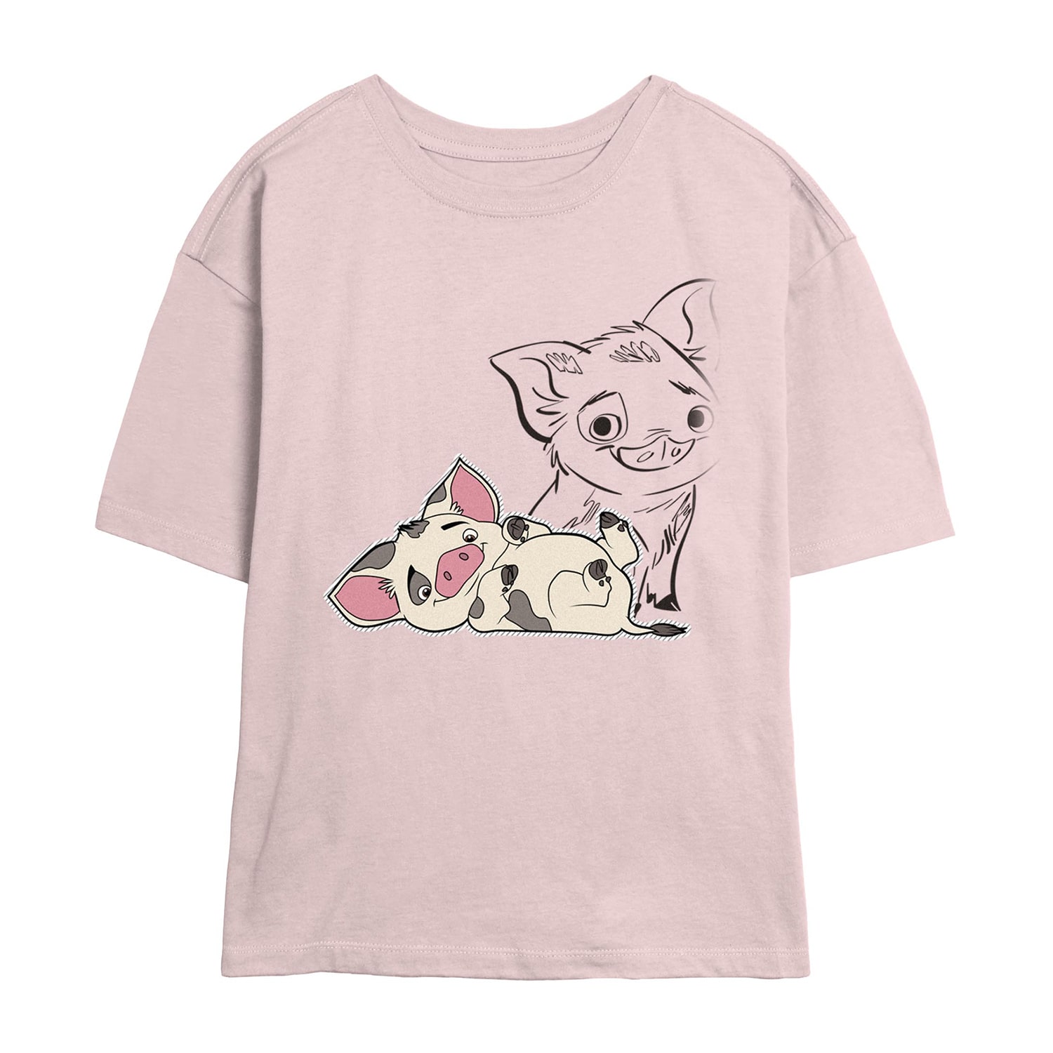 Pua Womens Juniors Crew Neck Short Sleeve Regular Fit Moana Graphic T-Shirt