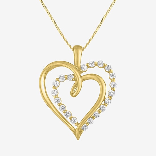 (G-H / I1-I2) Womens 1/3 CT. T.W. Lab Grown White Diamond 10K Gold Heart 18 Inch Pendant Necklace